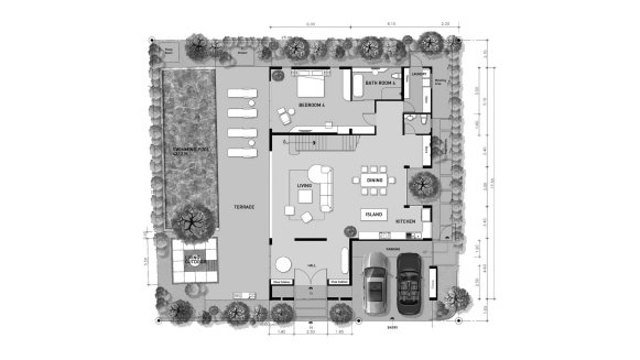Villa floor plan, 4 bedrooms in Aqua Plus No. 11010 (2D)