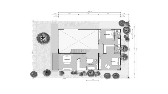 Villa floor plan, 4 bedrooms in Aqua Plus No. 11009 (2D)
